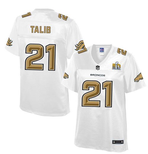Nike Broncos #21 Aqib Talib White Women's NFL Pro Line Super Bowl 50 Fashion Game Jersey